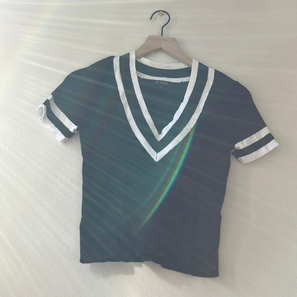 Crop sleeve sweater